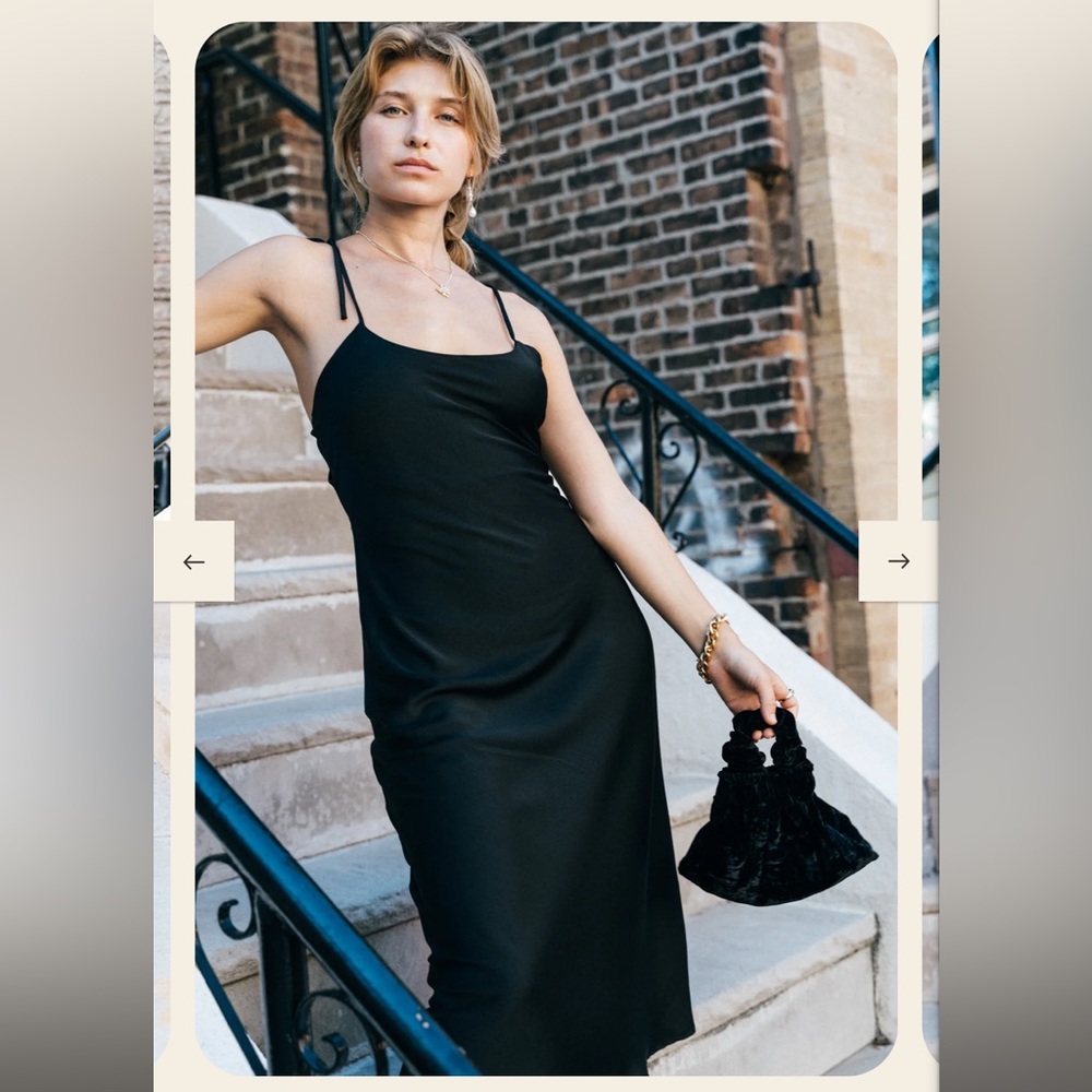 Sleek Black Tie-Back Midi Dress - Picture 2 of 5